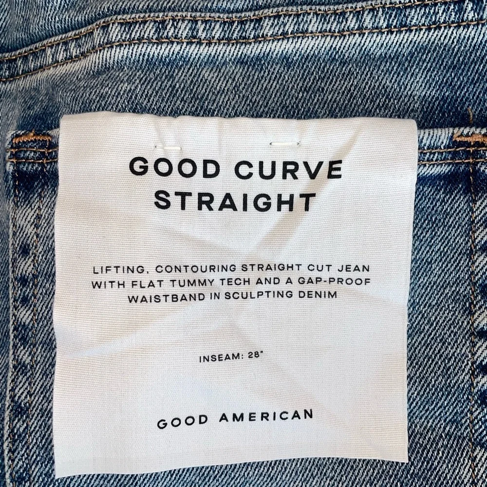 NWT GOOD AMERICAN Womens Super High Rise Good Curve Straight Leg Jeans - Size 14 - Picture 7 of 9